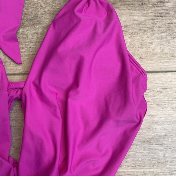 Bar III Cowl Neck Monokini hot pink one piece bathing‎ suit backless - Picture 7 of 14
